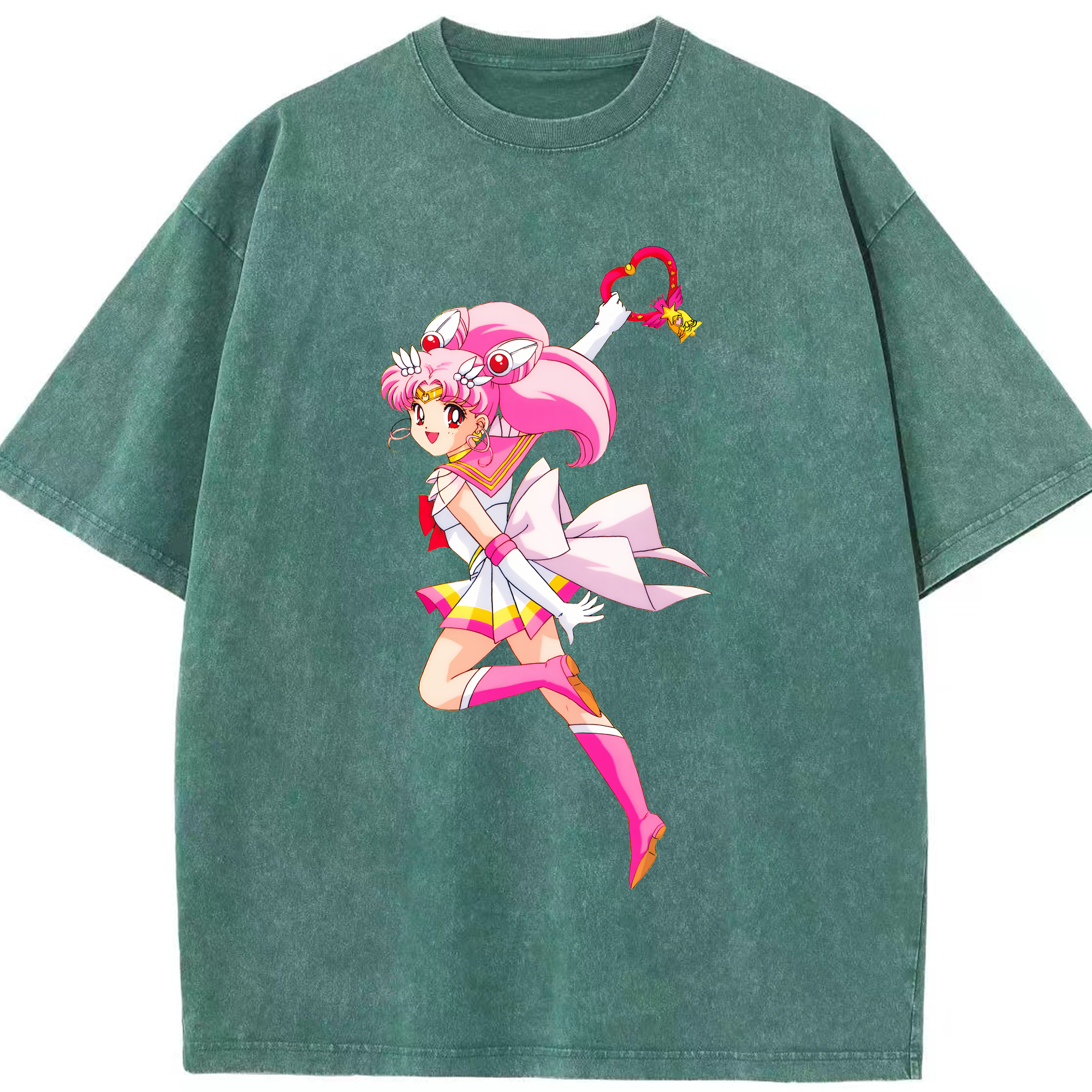 （画像用） 美少女戦士セーラームーン ちびうさ Sailor Moon Chibiusa Tsukino Usagi Small Lady Serenity 綿100% ヴィンテージ風 半袖Tシャツ（フロントプリント）